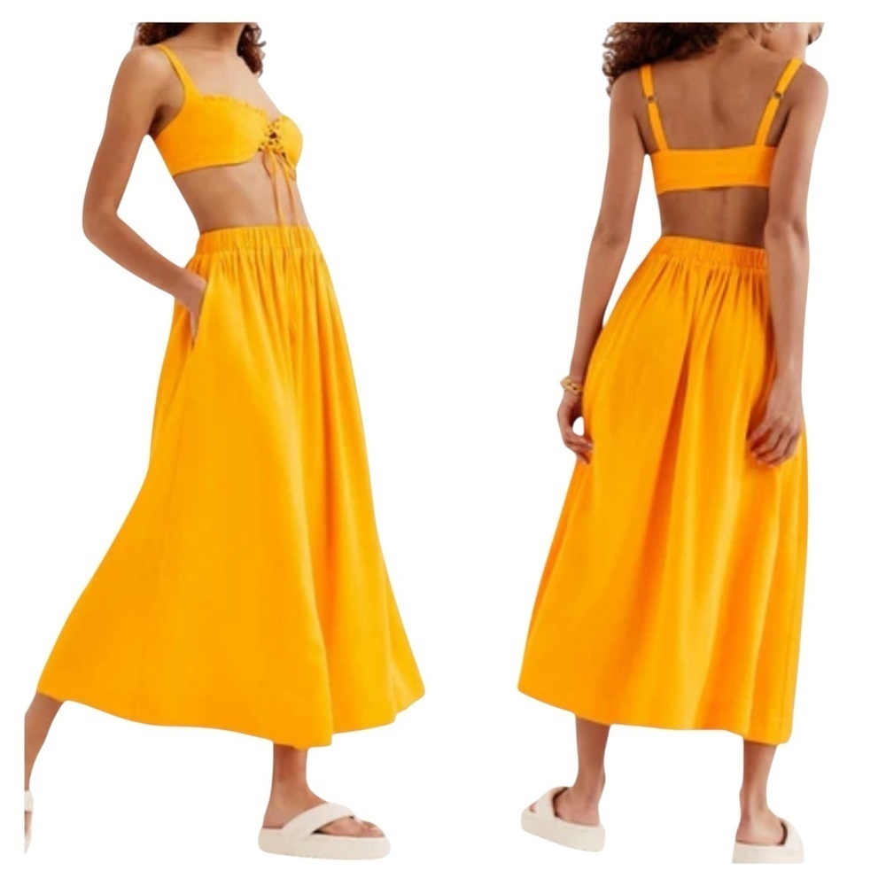 For Love and Lemons Clementine Orange Bra Top and Midi Skirt Set Size Small NWT